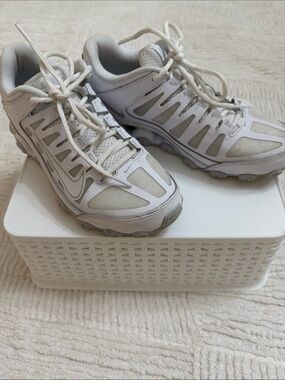 Nike White and Light Gray Trail-Style Athletic Sneakers